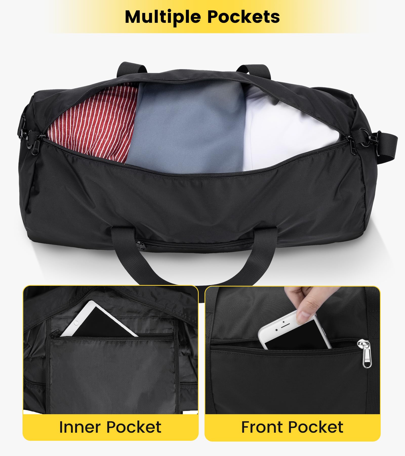 Vorspack Duffel Bag 20-24-28 Inches Foldable Gym Bag for Men Women Duffle Bag Lightweight with Inner Pocket for Travel Sports