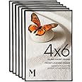 Mantello Front Loading Black Picture Frame - 4x6-Inch Photos -For Tabletop or Wall Decor - Artwork - 6 Pack