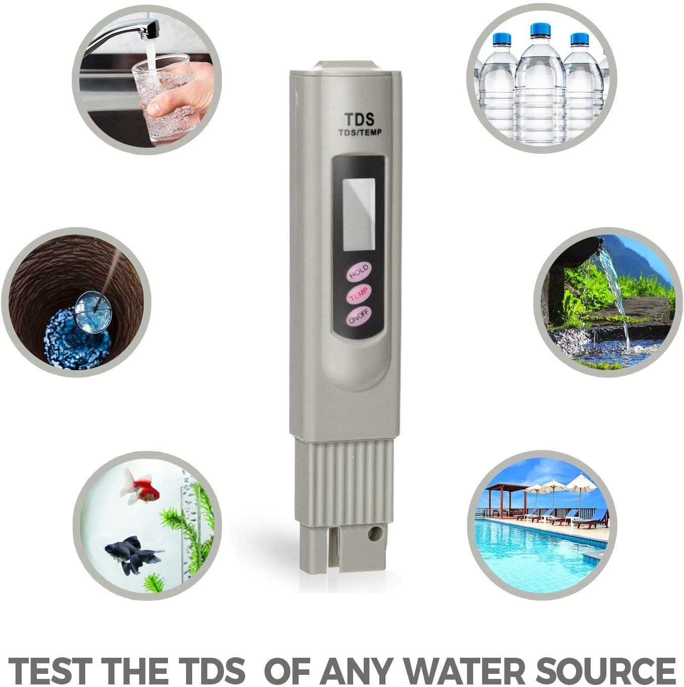 Urban Infotech TDS Metre 3-Button Digital Water Quality Test Meter with Temperature Test Function TDS Quality Water Tester Meter 0-9990 ppm TDS Measurement
