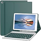 Divufus Keyboard Case for iPad 9th/8th/7th Generation 10.2 Inch [Magnetic Detachable Wireless Keyboard][Support 3 System] Flip Stand Case with Pencil Holder for iPad 10.2 2021/2020/2019, Dark Green