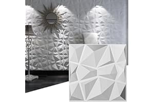Art3d Decorative 3D Wall Panels Diamond Design Pack of 12 Tiles 32 Sq Ft (Plant Fiber)
