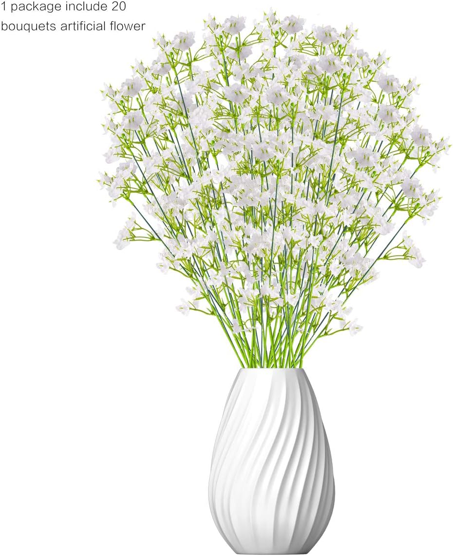 Easycosy Artificial Flowers Babies Breath Flowers Fake Gypsophila Plants Bouquets For Wedding Home DIY Decoration-20 pack (Gypsophila)