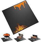 Techstarry 29×29 inch Heavy Duty Large Under Grill Mats for Outdoor Grill, Double-Sided Fireproof, Waterproof, Oil Proof Deck and Patio Protector, BBQ Mat Grill Floor Mats Fireplace Fire Pit Mat