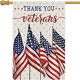 Louise Maelys Thank You Veterans Garden Flag Patriotic Veterans Day 28x40 Inch Double Sided Stars and Stripes Large Burlap Memorial Yard Flag Outside Outdoor House Decor