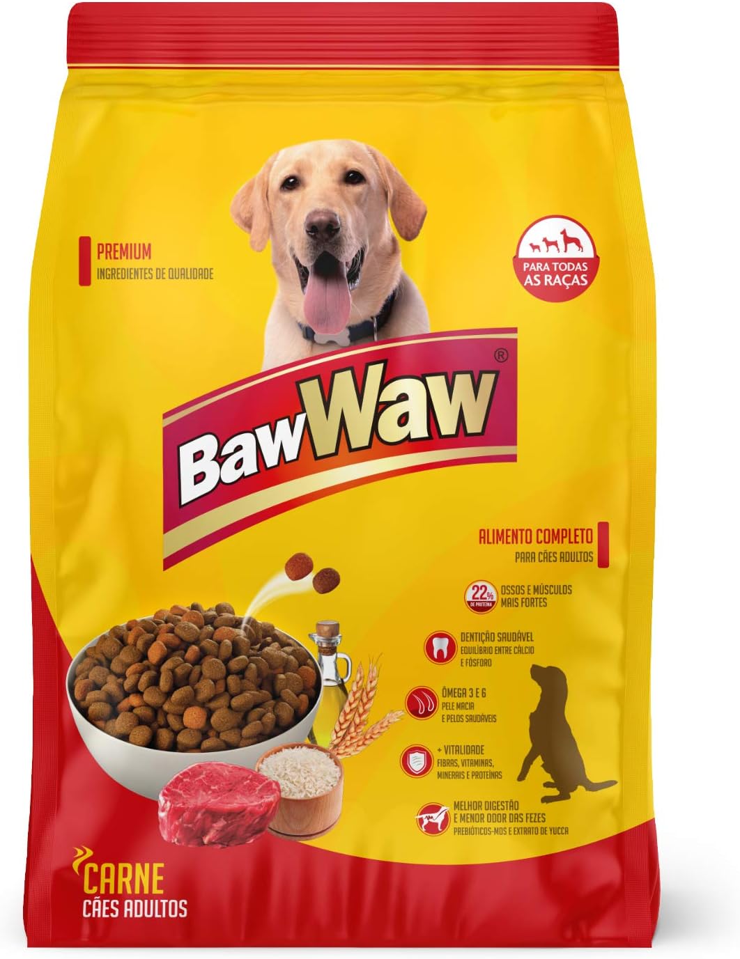 Ração Baw Waw para cães sabor Carne 10.1kg