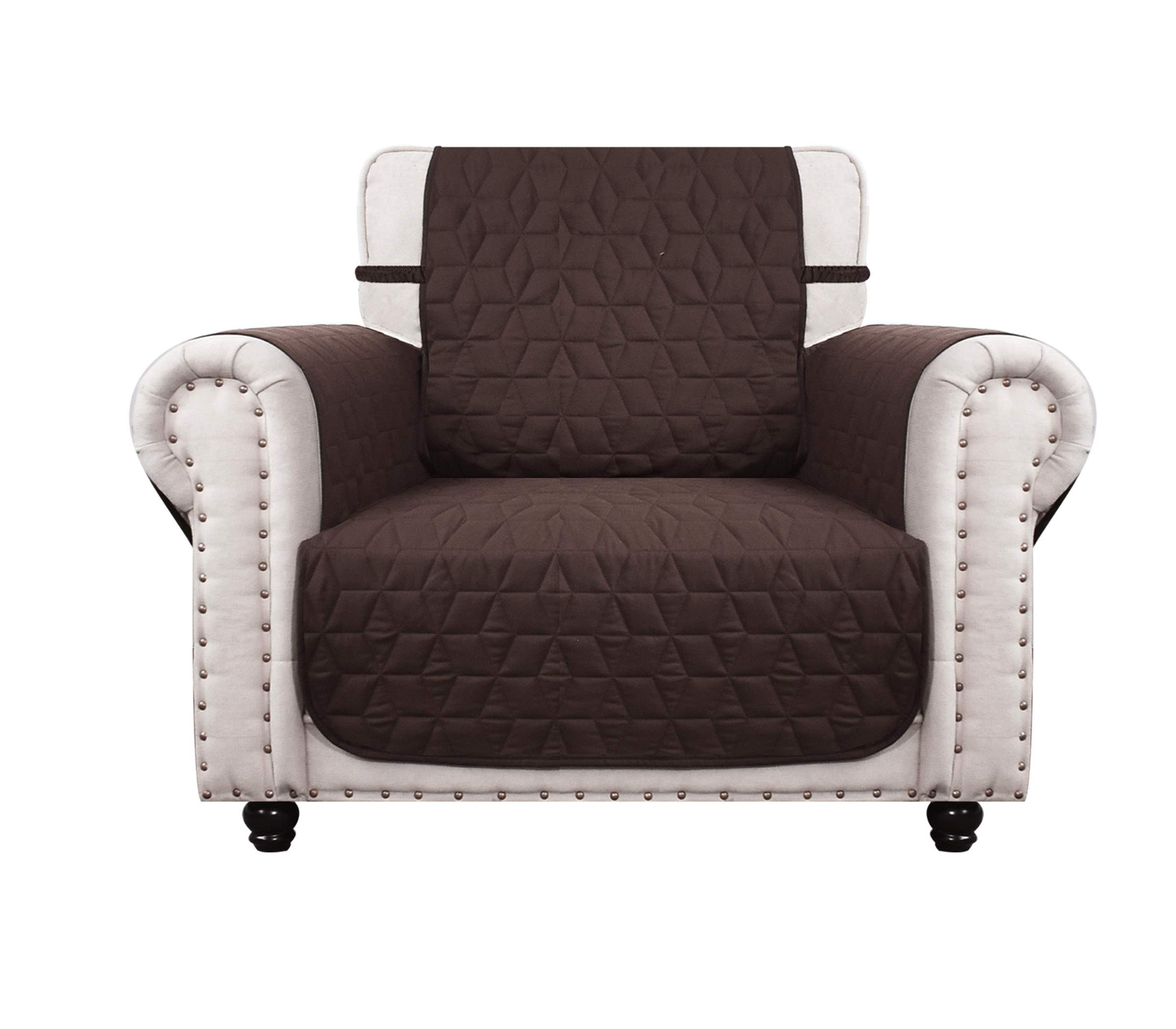 Photo 1 of Ameritex Chair Cover with Anti-Skip Dog Paw Print 100% Water-Resistant Quilted Furniture Protector Slipcover for Dogs, Children, Pets Chair Slipcover for Leather Couch (Chocolate, 23'')