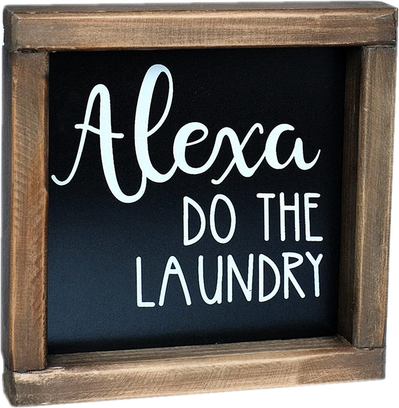 Address Signs - SIMPLY ANI Alexa Do The Laundry-Funny Laundry Signs for Laundry Room, Farmhouse Style Laundry Room Wall Decor, Small Signs for Laundry Shelf, Free Standing Shelf Decor, 7x7 Inch.