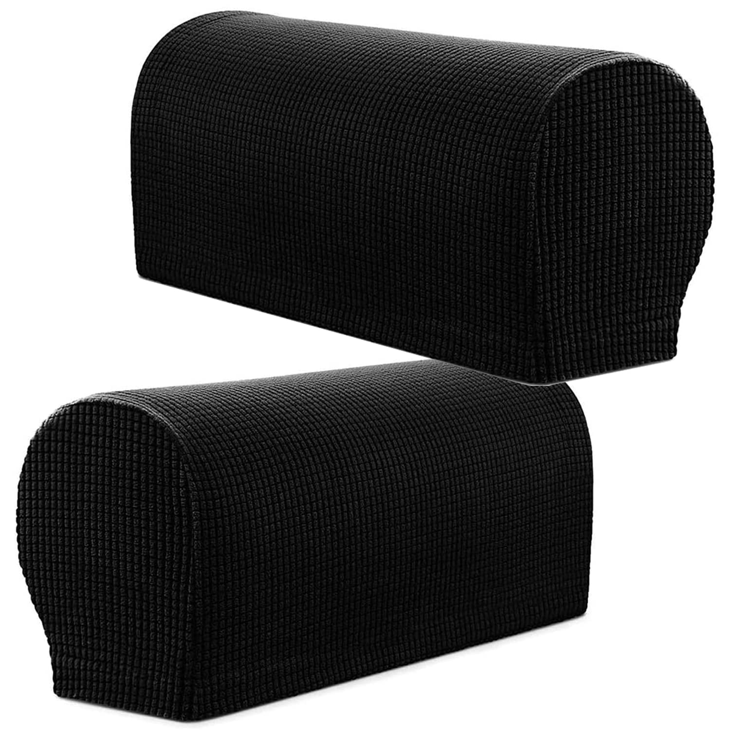 XIEHUZA Arm Rest Covers, Stretch Armchair Couch Armrest Chair Covers for Furniture Protector, Anti-Slip Sofa Chair Arm Caps Spandex Polyester Slipcovers, Set of 2 (Black)