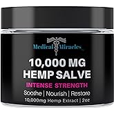 Medical Miracles Hemp Salve Intense Strength 10,000 MG. Ideal for Hips, Joints, Neck, Back, Elbows, Fingers, Hands, and Knees. 100% Natural - Proudly Made in USA