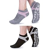 Muezna Non Slip Yoga Socks for Women, Anti-Skid Pilates, Barre, Hospital Socks with Grips, Size 5-10