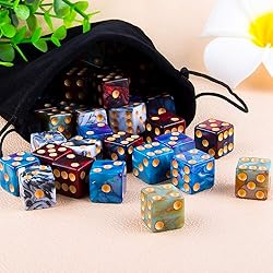 AUSTOR 50 Pcs 6 Sided Dice Set 5 Two Tone Colors