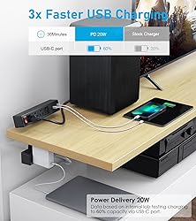 VILONG Desk Clamp Power Strip with USB, 2 in 1 Dual