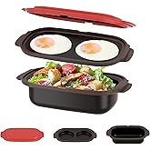 Microwave Egg Cooker &amp; Microwave Grill Pan 3 Pcs with Lid for Grilling, Browning, and Crisping Vegetables, Sandwich, &amp; Meat, Microwave Nonstick Cookware for Quick, Healthy Meals