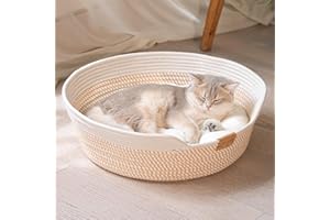 CHEERHOME PETS Cat Bed Basket with Cushion, Cute Pet Bed for Indoor Cats Couch, Kitten Bed for Medium and Large Cat, All Seas