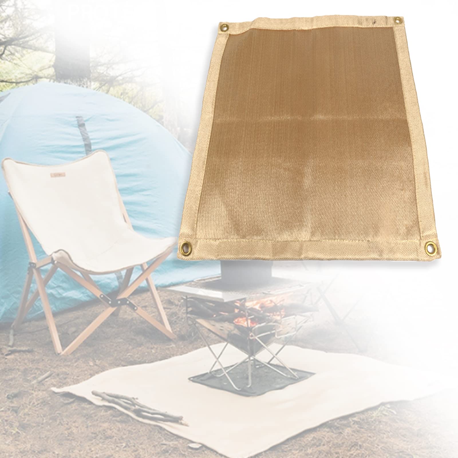 Fireproof Welding Blanket - Patio BBQ Fiberglass Mat Outdoor Stove Retardant Protective for Camping, Grill, Bonfires, 3.2x2.6ft