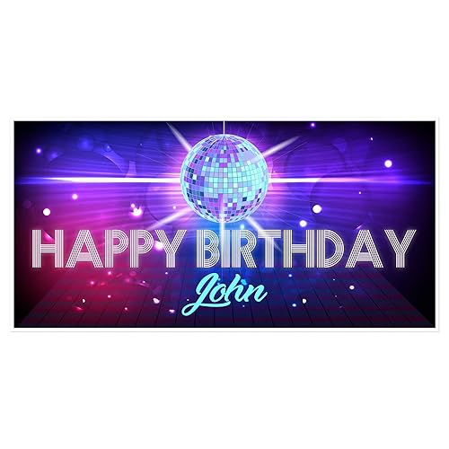 Amazon Com Disco Ball Personalized Birthday Banner Music Party