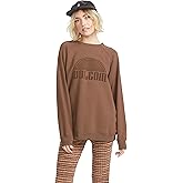 Volcom Women's Boyfriend Crew Fleece Sweatshirt – Raglan Sleeve Boyfriend Fit Crewneck