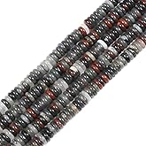 HAAMIIQII 2x6mm Natural African Bloodstone Rondelle Beads for Jewelry Making, 150pcs Loose Semi Precious Gemstone Abacus Disk Stone Spacer Beads for Crafts Bracelets 15 Inch