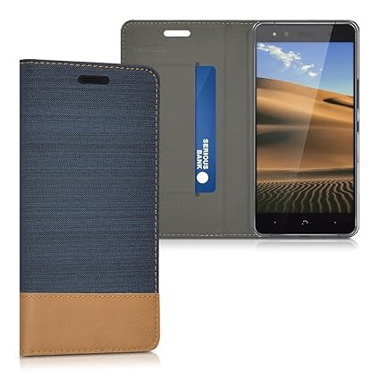 kwmobile bq Aquaris X5 Hülle - Stoff Handy Cover Case mit Ständer - Schutzhülle für bq Aquaris X5