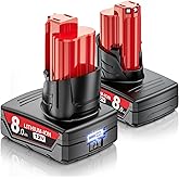 Uionvot 2-Pack 8000mAh 12V Battery Replacement for Milwaukee M12 Battery 48-11-2401 48-11-2402 48-11-2460 48-59-2401 Compatible with 12 Volt M12 Cordless Power Tools