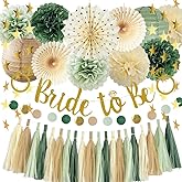 Sage Green Bridal Shower Decorations Green Bachelorette Party Decorations Bride To Be Banner Olive Sage Green Paper Pom Poms Paper Tassel Garlands Wedding Shower Party Decor