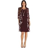 R&M Richards Womens Printed Paisley Knit Flyaway Jacket Dress