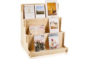 Barydat Wooden Card Display Stand Stationary Organizer Sticker Stand for Vendor Crafts Greeting Card Organizer Rack Retail Display Holder(11.81 x 14.57 x 15.75 Inch (3 Tier),Wood)