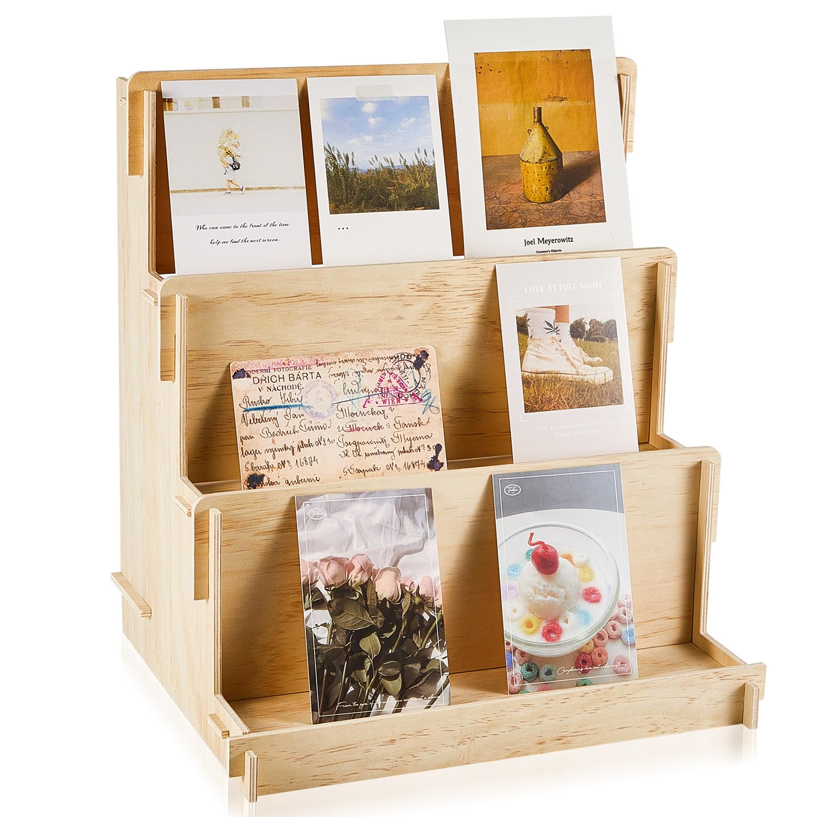 Photo 1 of Barydat Wooden Card Display Stand Stationary Organizer Sticker Stand for Vendor Crafts Greeting Card Organizer Rack Retail Display Holder(11.81 x 14.57 x 15.75 Inch (3 Tier),Wood)