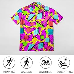 HUGLAZY Neon Hawaiian Shirt for Men 80s 90s Vintage