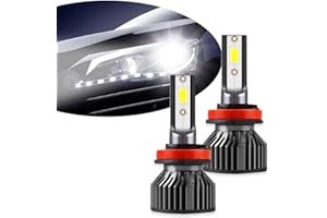 Yumfugu Pack-2 Car H11 Fog Light, 6000K IP67 Waterproof COB Chip High Brightness Light Bulb, High Beam Low Beam Bulbs Combo Kit, Universal Fog Lighting Bulb Replacement Parts for Cars (White)
