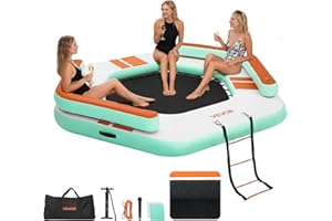 VEVOR Inflatable Floating Dock, 8.5 x 8.5 FT Inflatable Dock Platform, Non-Slip Water Air Mat with Portable Carrying Bag and 