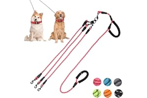 Y-ANNJYA Exceptional 360 Anti-Tangle & No Pull Three Dog Leash - Three Handle & Reflective for Safety & Convenience - Pink, 3 Way for Small & Medium Dogs (Pink, 3 Way)