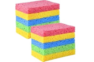 YoleShy Sponge Kitchen Natural Cellulose Sponges 10 Pack Compressed Sponges for Cleaning Reusable Dish Sponge Kitchen Non-Scratch DIY for Kids