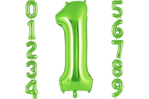 AIQINHU Green Number 1 Balloon 40 Inch, Big Large Foil Helium Number Balloons, Jumbo Giant Mylar Number 1 Balloons for 1 first Birthday Party Decorations Supplies Anniversary Celebration