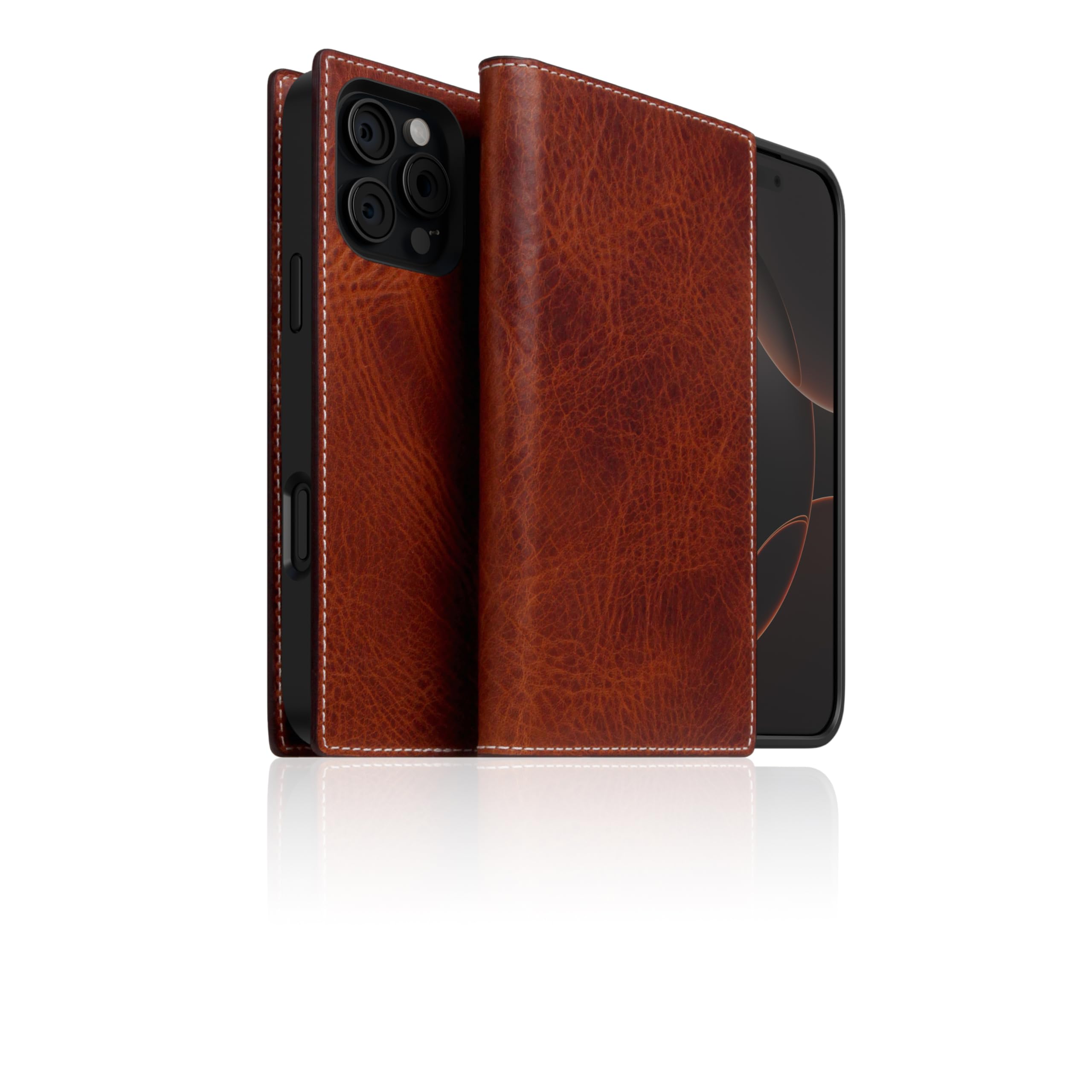 Photo 1 of **SCRATCHED** SLG D7 Italian Wax Leather Wallet Case for iPhone 16 Pro Max - [2-in-1] Handcrafted Detachable Diary Style with Magnetic Back Cover, Gift Box Included (Brown)