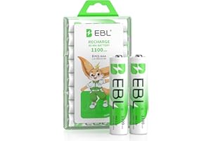 EBL Rechargeable Batteries AAA 8 Pack Ni-MH Battery 1100mAh High Capacity 1.2V Triple AAA Batteries (Battery Case Included)