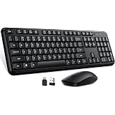 Hamile Full Size Wireless Keyboard and Mouse Combo Silent for Office Home | 2.4GHz Lag-Free, Adjustable 1600 DPI Optical Mouse, Numpad Keyboard, Type-C Adapter, for Computer, Laptop, Winodws, PC