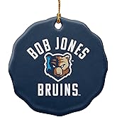 GRAPHICS & MORE Bob Jones University Bruins Logo Porcelain Scalloped Holiday Christmas Tree Ornament - 2.8" (7.1 cm)