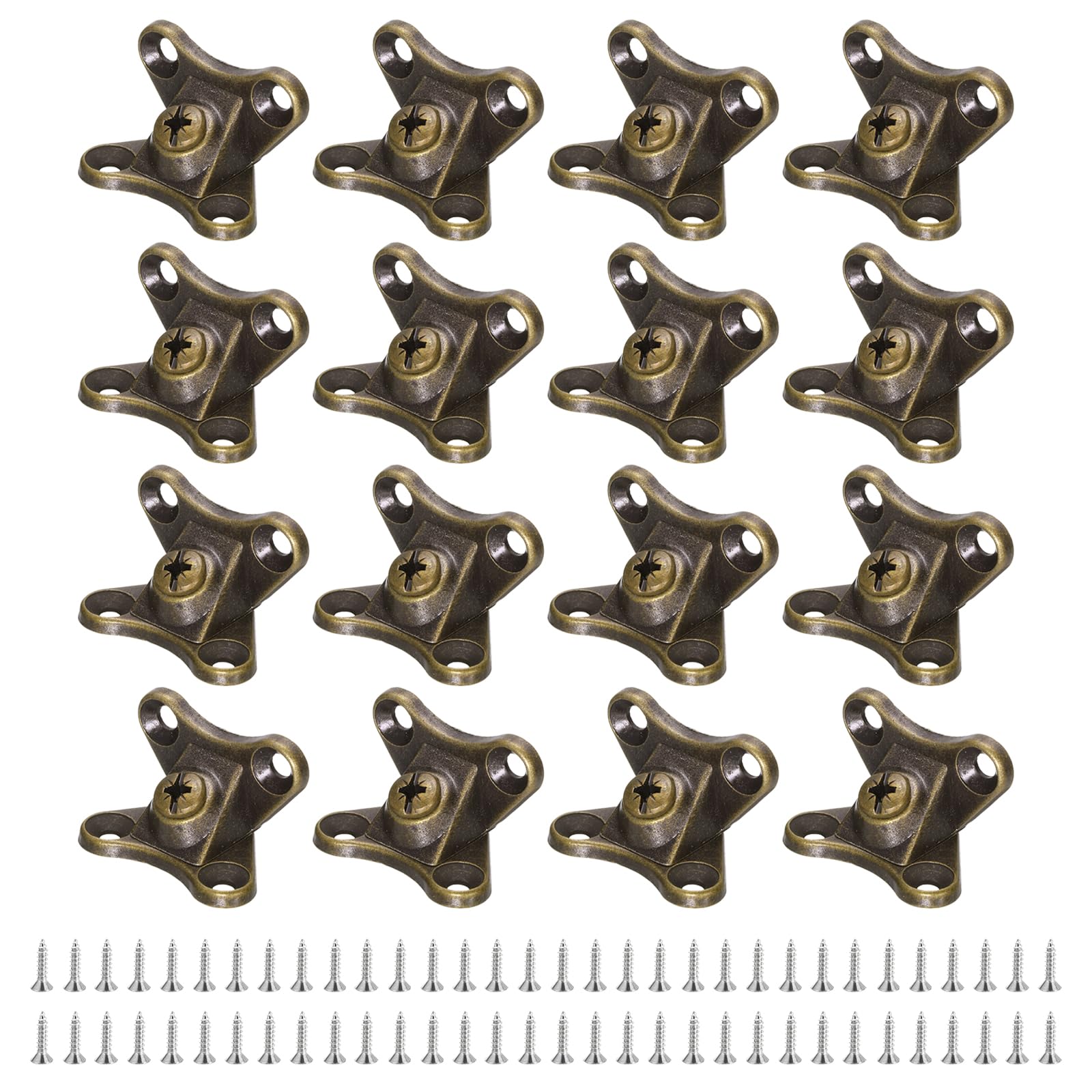 uxcell 16pcs Removable Corner Brace, Metal Butterfly L Brackets Right Angle Support with Screws for Shelves, Cabinets, Wood Furniture (Bronze)