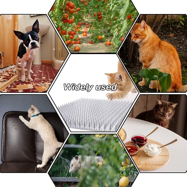 CAT SPIKE MAT OUTDOOR INDOOR CAT DETERRENT SCAT MAT KEEP CATS/DOGS OFF COUNTER PET DETERRENT TRAINING MATS PLASTIC MATS WITH SPIKES (18.3 SQ.FT,16″ X 13″) (10)