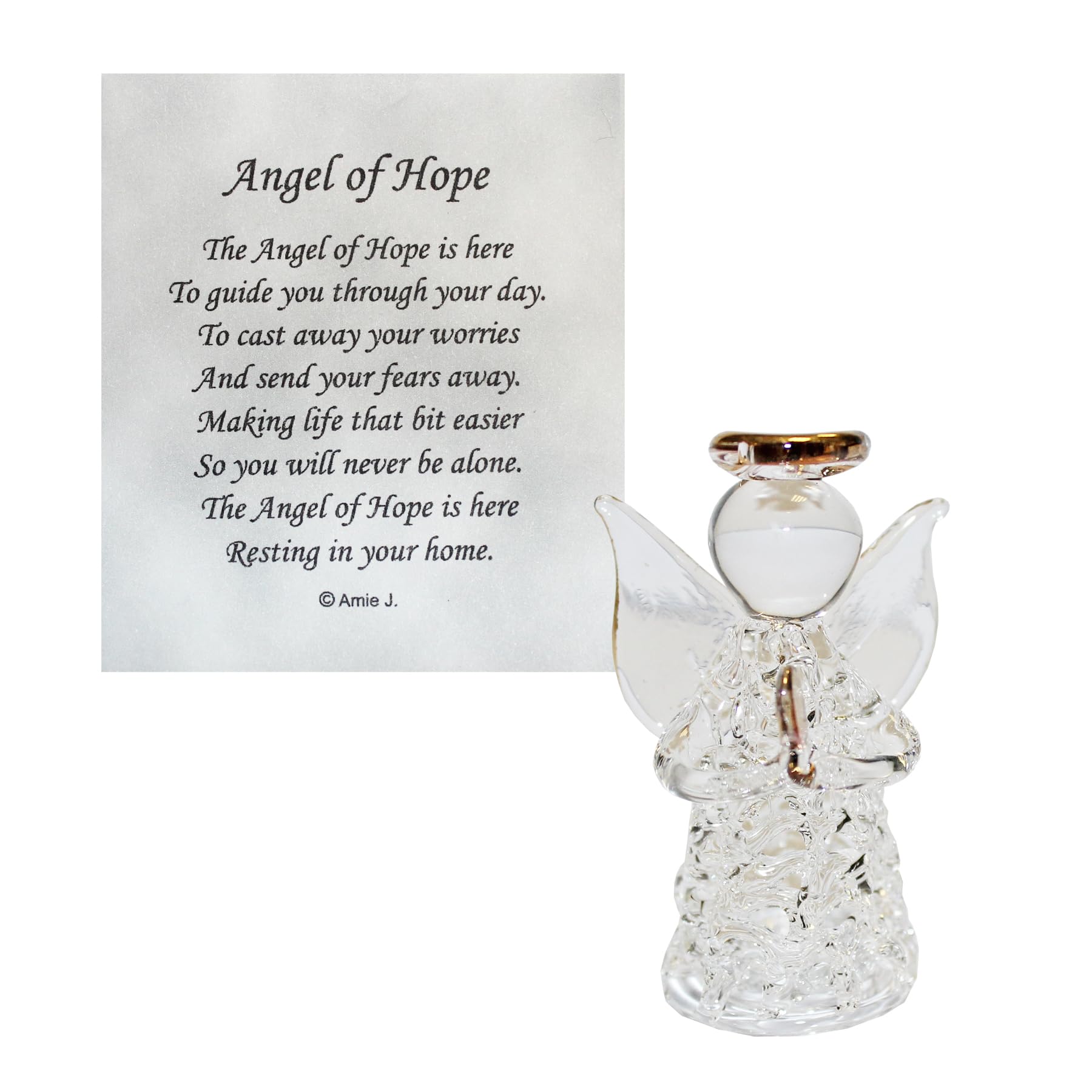 Angel Of Hope in Gift Box with Poem, Guardian Angels Gift Decor, Heart-warming Prayer, Crystal Glass Figurines in Box