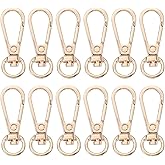 uxcell 12 Pcs Swivel Clasp Hooks, 0.39 Inch D Ring Swivel Purse Clips for Handbag, Purse Strap Hardware for Bag Making, Push Gate Lobster Clasp, Gold