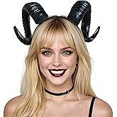 MOSTORY Devil Goat Horns Headband - Demon Sheep Horn Headband for Adult Cosplay Halloween Renaissance Photoshoot (Detachable)