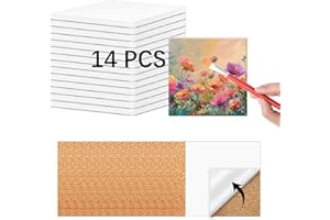 ANPUIMULT 14 PCS Ceramic Tiles for Crafts 4x4 inches and self-Adhesive Cork mat ，unglazed Ceramic Coasters for Crafts ，Use with Alcohol Ink or Acrylic Pouring Make Your Own DIY Coasters