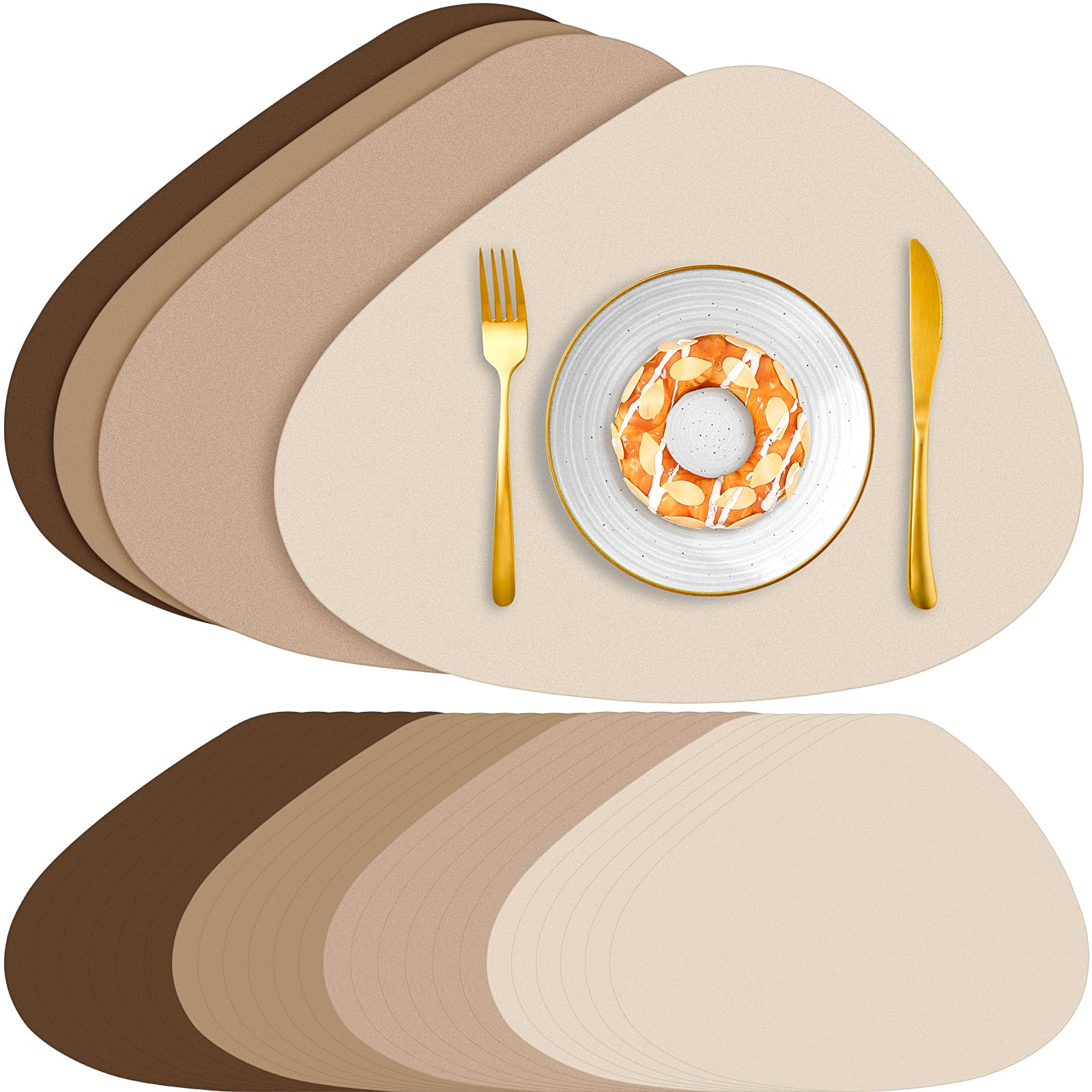 Photo 1 of 100 Pcs Disposable Paper Place Mats Bulk 16.5"x13" Pebble Shape Place Mats for Kitchen Dining Table Wedding Baby Shower Birthday Party Table Decorations(Brown)