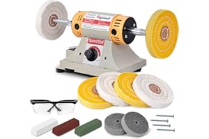 HIGHTALL Jewelry Polisher Versatile Polishers & Buffers for Bench Grinder - Ideal for Jewelry Polishing and Finishing Jobs,With 6 Cloth Wheels, 2 Abrasive Fiber Wheels, Safety Glass, 3 Polish Compound