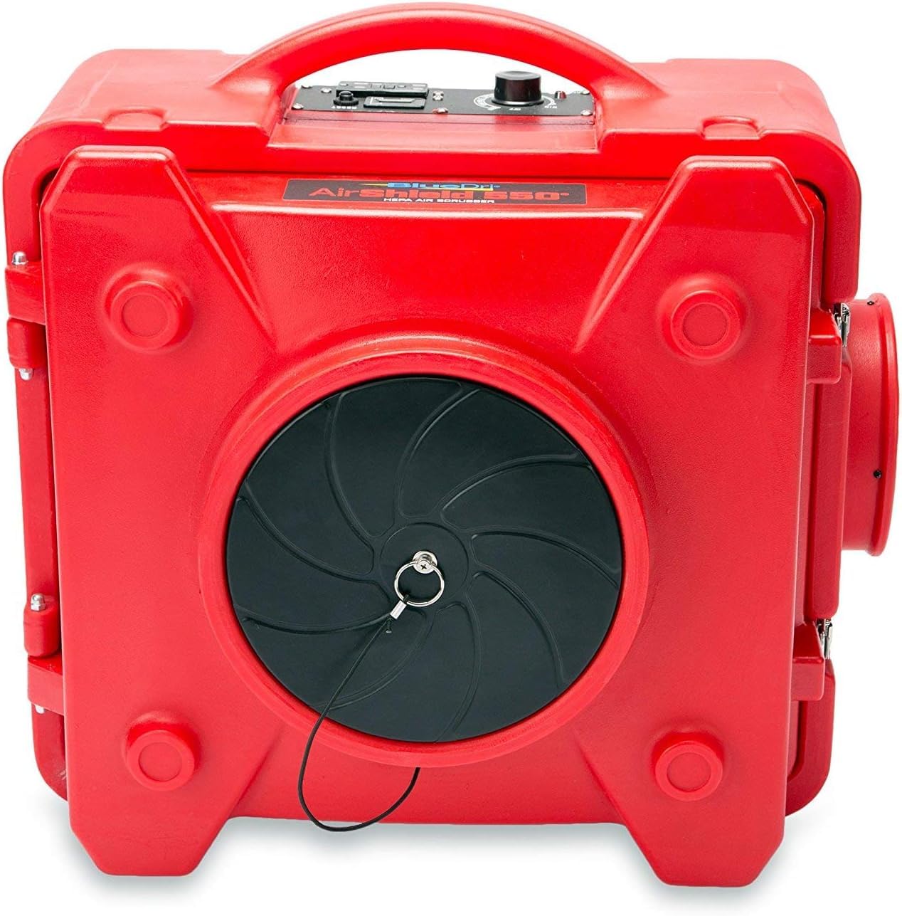 BlueDri Air Shield 550 HEPA Air Scrubber, Water Damage Restoration Equipment Air Purifier, Covers 1400 Sq. Ft, Daisy Chain Capable, For Commercial Use, Red, BD-AS-550