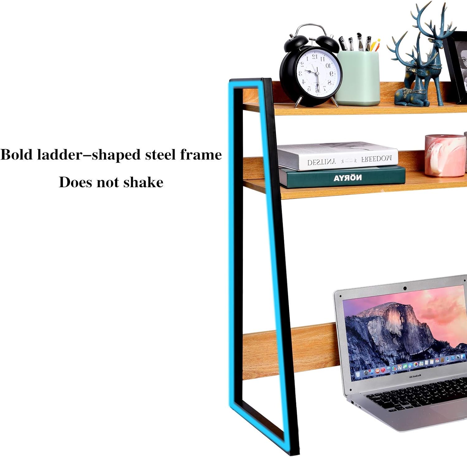 Desktop Bookshelf Wooden Bookcase ,X-cosrack Computer Desk Bookshelf Hutch Storage Organizer Shelves Rack for Office Supplies Organizer, Home Decor 2-Tier Brown: Kitchen & Dining