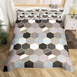 Loussiesd Women Reversible Bedding Duvet Cover Set Honeycomb Geometric Hexagon