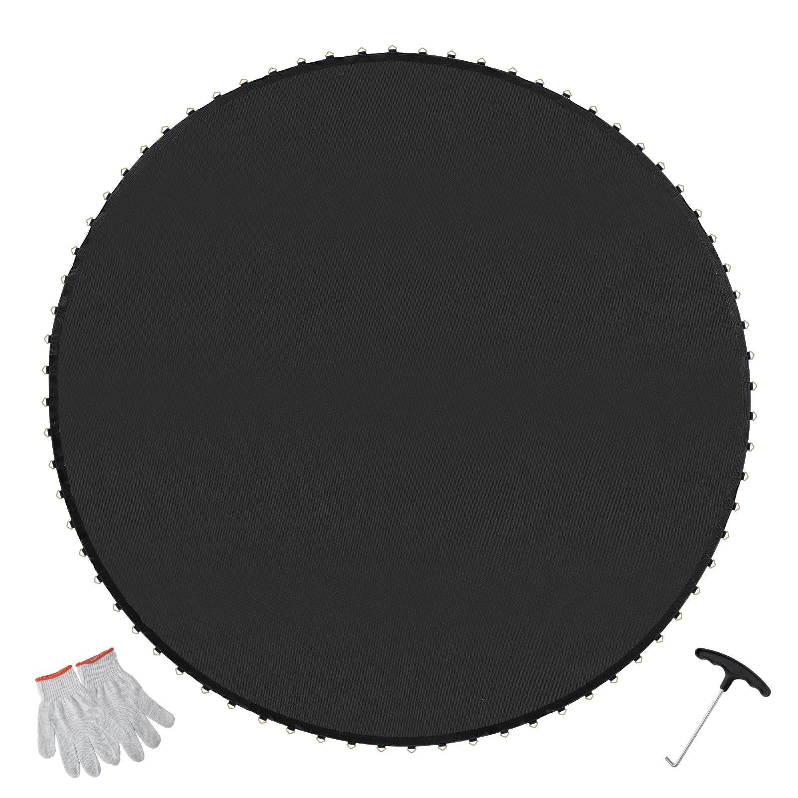 Photo 1 of ***(MISSING PARTS)***VEVOR Replacement Trampoline Mat, Jumping Mat Fits 15ft Frame, Universal Jumping Mat for 15ft Round Trampoline, Reinforce UV-Resistant Mat with Spring Tool & Durable V-Rings, Fit 7" Spring Length